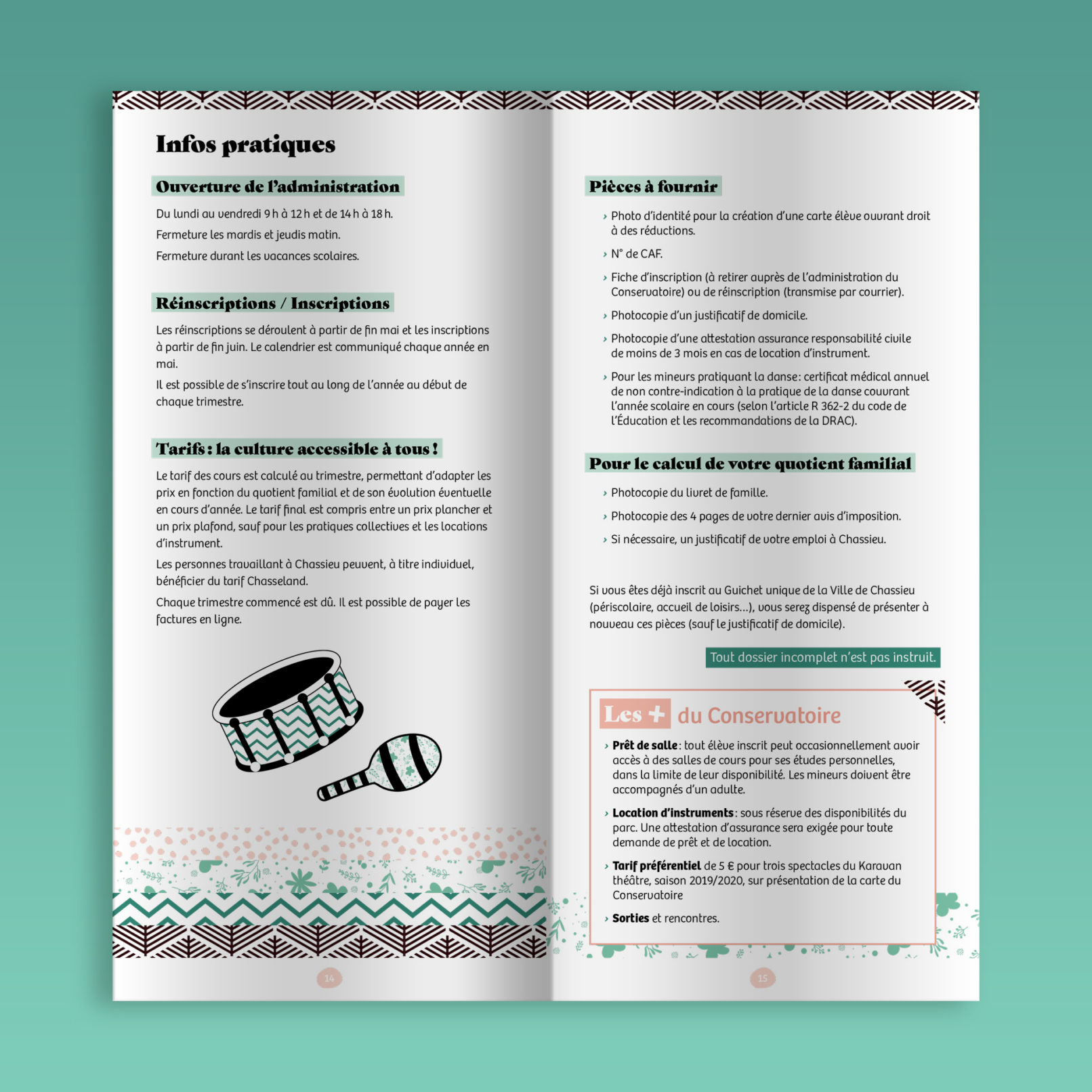 Chassieu || Brochure 12 pages || Conservatoire Danse et Musique || Pages intérieures