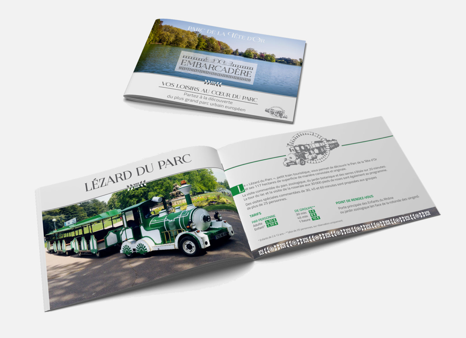 Embarcadère || Brochure 4 pages || Présentation du petit train : Le Lézard du Parc