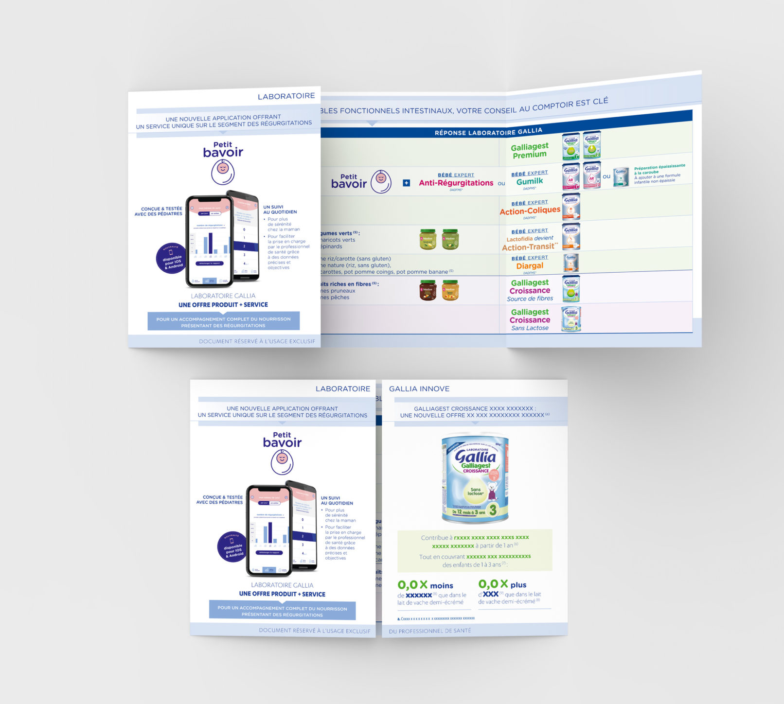 Gallia || Brochure 4 volets || innovation || Application Petit Bavoir